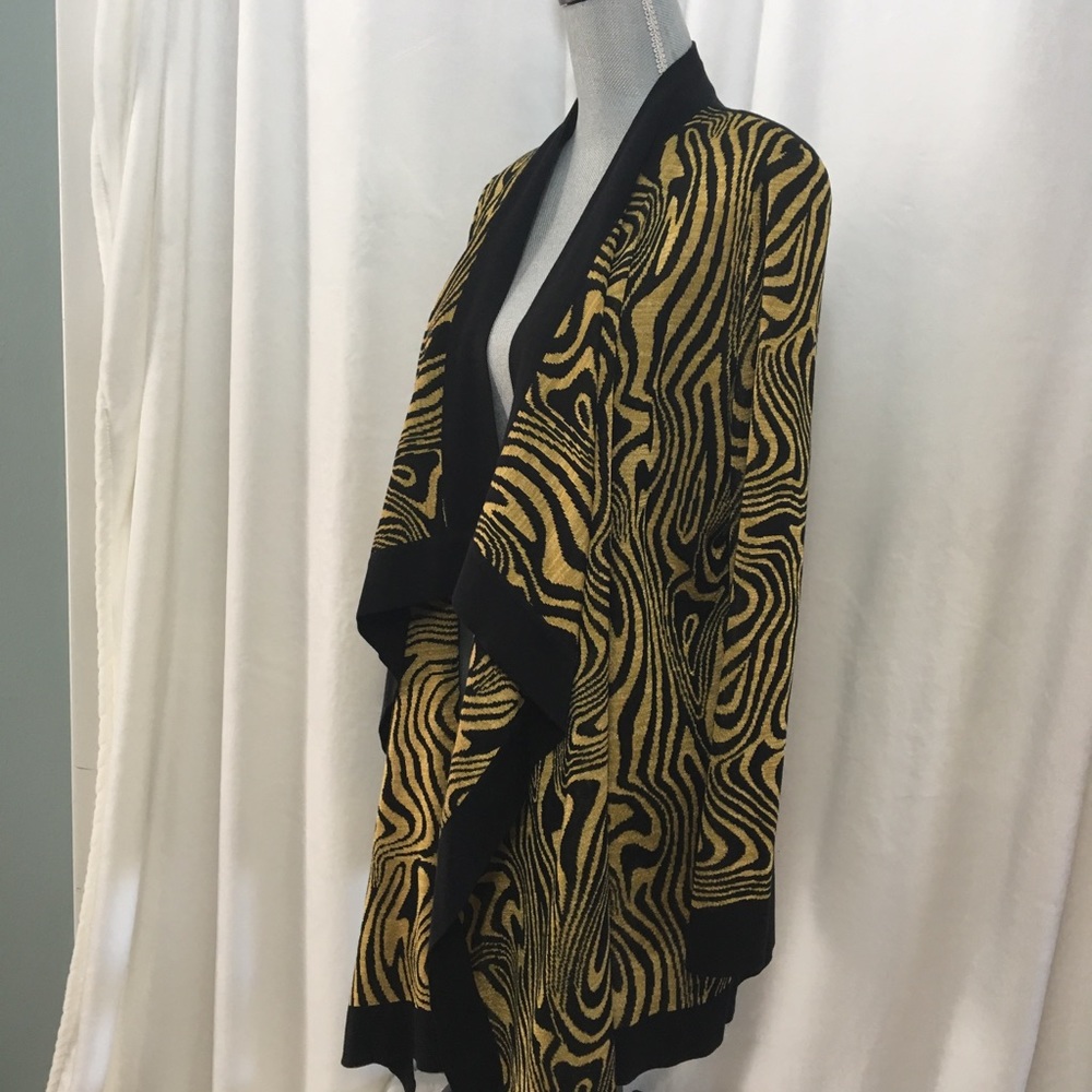 Misook Black and Gold Zebra Print Cardigan